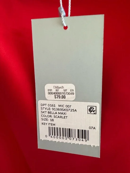 Antonio Melani NWT Elegant Satin Maxi Skirt in Red sz 18 - Picture 3 of 5